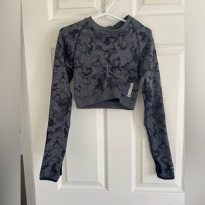 Gymshark Black and Grey Adapt Long Sleeve Crop Top